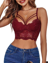 Avidlove Bustier Tops para camisolas con aros Top tipo bralette de encaje push up de dos capas de apoyo